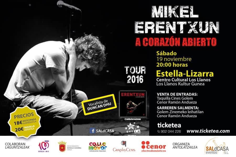Mikel Erentxun presenta ‘A corazón abierto’ en Estella-Lizarra