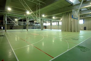Interior del polideportivo del IES Tierra Estella. Las instalaciones se componen de cinco pistas