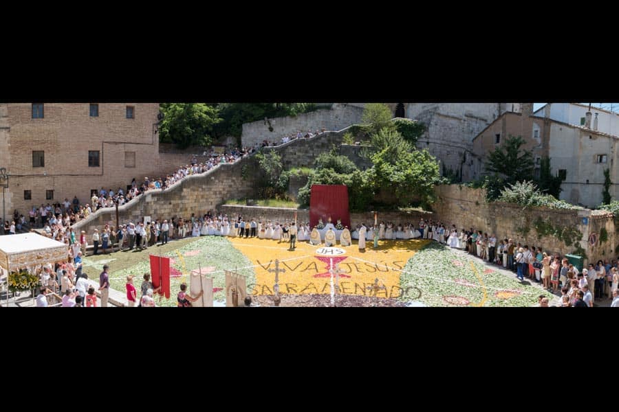 Una gran alfombra de flores coloreó el Corpus Christi